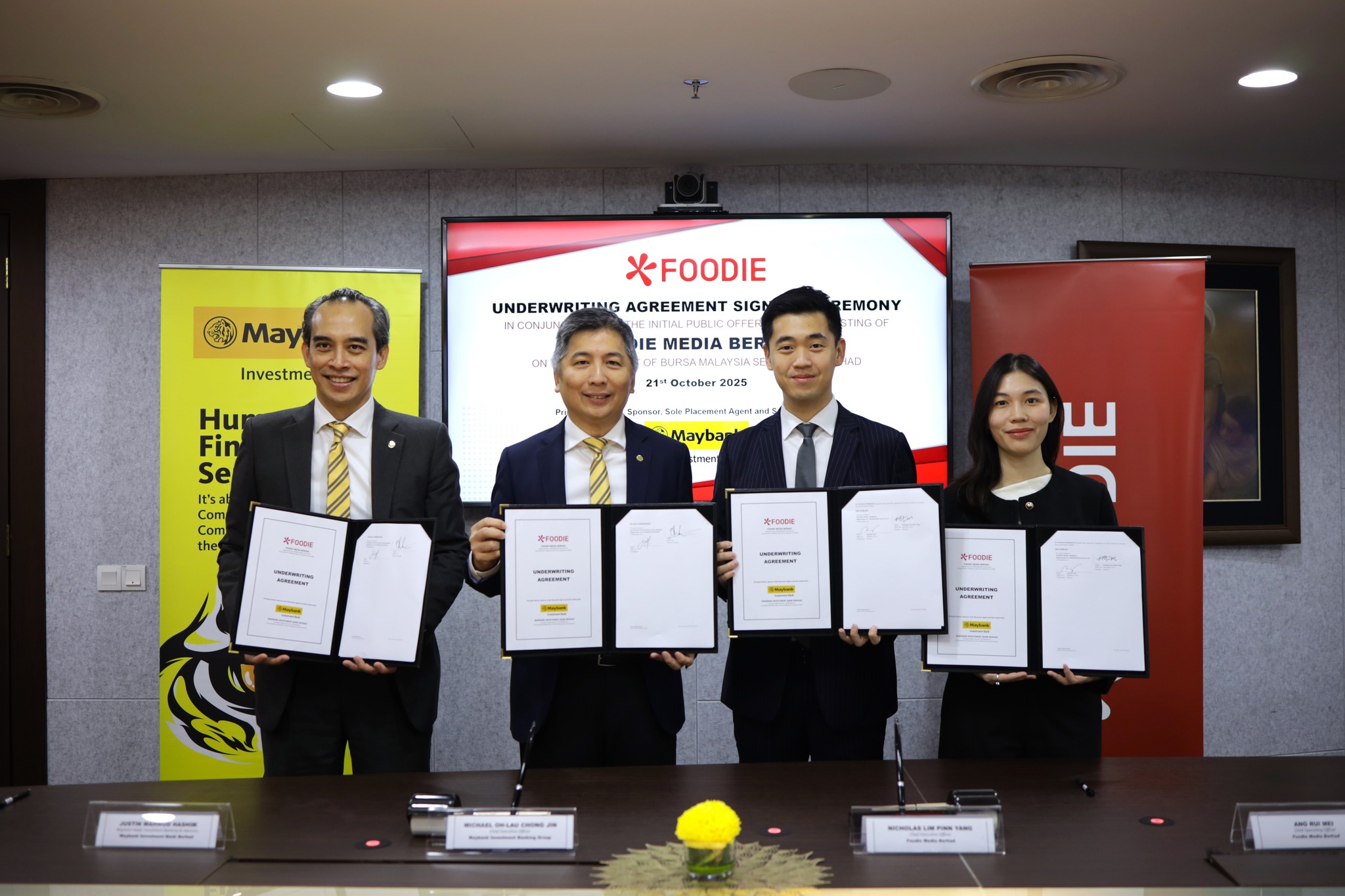 FOODIE MEDIA 与马来亚银行投资银行签署包销协议於创业板进行首次公开募股